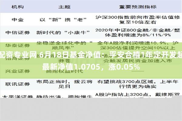 配资专业网 6月18日基金净值：平安合禧1年定开发起最新净值1.0705，涨0.05%