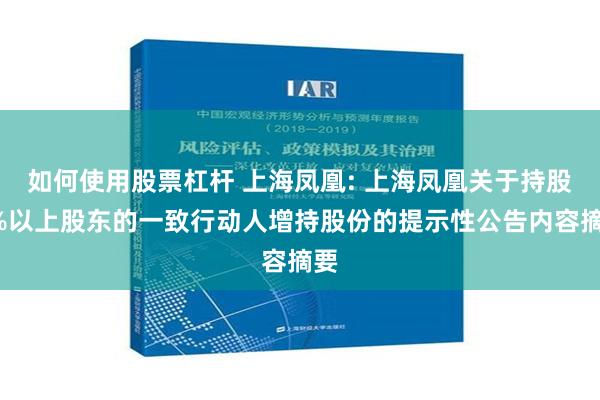 如何使用股票杠杆 上海凤凰: 上海凤凰关于持股5%以上股东的一致行动人增持股份的提示性公告内容摘要