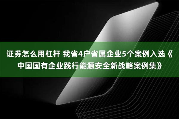 证券怎么用杠杆 我省4户省属企业5个案例入选《中国国有企业践行能源安全新战略案例集》