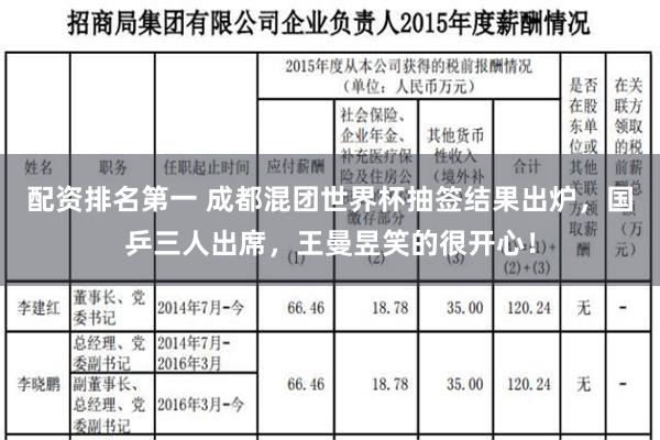 配资排名第一 成都混团世界杯抽签结果出炉，国乒三人出席，王曼昱笑的很开心！